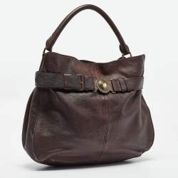 Pre Owned Burberry Dark Brown Leather Lambeth Hobo