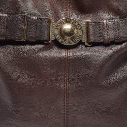 Pre Owned Burberry Dark Brown Leather Lambeth Hobo