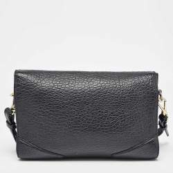 Pre Owned Burberry Black Grain Leather Heritage Crossbody Bag