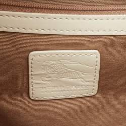 Burberry White/Beige Nova Check PVC and Patent Leather Brooke Hobo