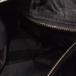 Pre Owned Burberry Grey Smoke Check Shimmer Fabric and Leather Brooke Hobo