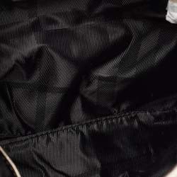 Pre Owned Burberry Grey Smoke Check Shimmer Fabric and Leather Brooke Hobo