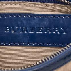 Pre Owned Burberry Beige/Blue Nova Check PVC and Patent Leather Shopper Tote