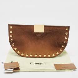 Burberry Bronze Leather Studded Olympia Clutch