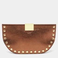 Burberry Bronze Leather Studded Olympia Clutch