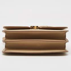 Pre Owned Burberry Beige Grain Leather Medium TB Shoulder Bag