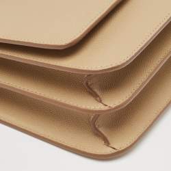 Pre Owned Burberry Beige Grain Leather Medium TB Shoulder Bag