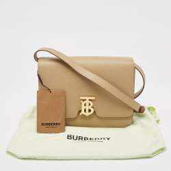 Pre Owned Burberry Beige Grain Leather Medium TB Shoulder Bag