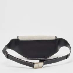 Pre Owned Burberry Black/White Canvas and Leather Small Olympia Bumbag