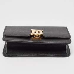 Pre Owned حقيبة كتف بربري ميني TB جلد أسود