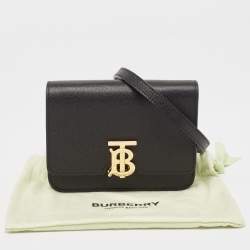 Pre Owned حقيبة كتف بربري ميني TB جلد أسود