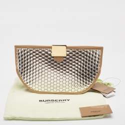 Burberry Beige Satin Studded Olympia Clutch