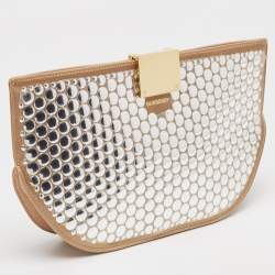 Burberry Beige Satin Studded Olympia Clutch