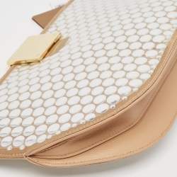Burberry Beige Satin Studded Olympia Clutch