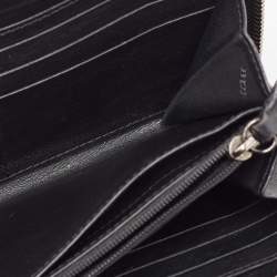 Pre Owned Burberry Black House Check Embossed Patent Leather Zip Continental Wallet