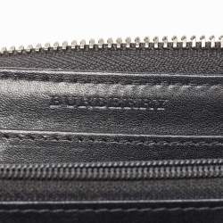 Pre Owned Burberry Black House Check Embossed Patent Leather Zip Continental Wallet