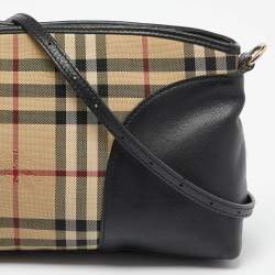 مملوكة مسبقًا حقيبة كتف بربري شيشيستير كانفاس هورسفيري تشيك وجلد بني صغيرة