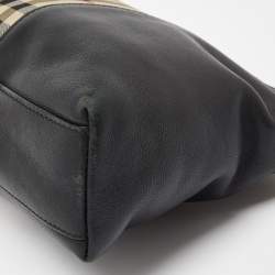 مملوكة مسبقًا حقيبة كتف بربري شيشيستير كانفاس هورسفيري تشيك وجلد بني صغيرة