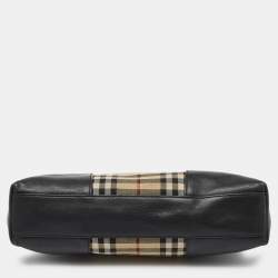 مملوكة مسبقًا حقيبة كتف بربري شيشيستير كانفاس هورسفيري تشيك وجلد بني صغيرة