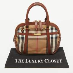 Pre Owned حقيبة بربري بولينغ أورشيد جلد وكانفاس كاروهات هاوس أسود / بيج