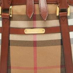 Pre Owned حقيبة بربري بولينغ أورشيد جلد وكانفاس كاروهات هاوس أسود / بيج