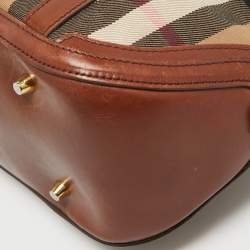 Pre Owned حقيبة بربري بولينغ أورشيد جلد وكانفاس كاروهات هاوس أسود / بيج