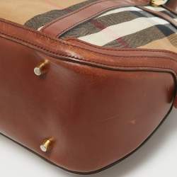 Pre Owned حقيبة بربري بولينغ أورشيد جلد وكانفاس كاروهات هاوس أسود / بيج