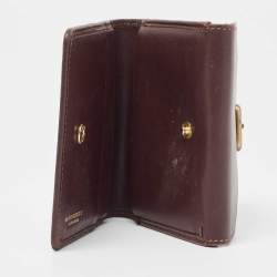 Burberry Brown/Beige Haymarket Check Coated Canvas and Leather Buckle Flap Compact Wallet