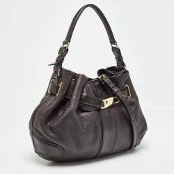 Burberry Dark Brown Leather Willenmore Hobo