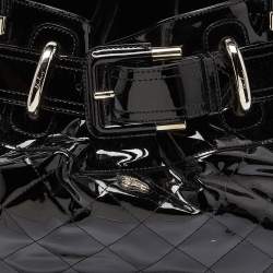 Pre Owned Burberry Black Quilted Patent Leather Large Beaton Tote