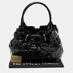 Pre Owned Burberry Black Quilted Patent Leather Large Beaton Tote