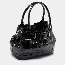 Pre Owned Burberry Black Quilted Patent Leather Large Beaton Tote
