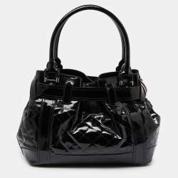 Pre Owned Burberry Black Quilted Patent Leather Large Beaton Tote