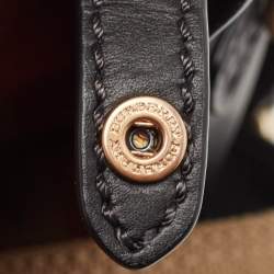 Pre Owned Burberry Black/Beige House Check Canvas and Leather Ashby Hobo