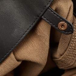 Pre Owned Burberry Black/Beige House Check Canvas and Leather Ashby Hobo