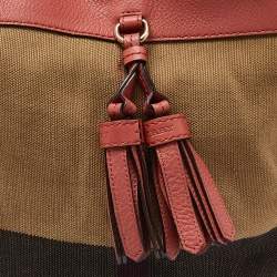 Pre Owned Burberry Multicolor Exploded Check Canvas and Leather Ashby Tassel Bag