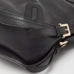 Pre Owned Burberry Black Grain Leather Hobo