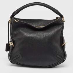 Pre Owned Burberry Black Grain Leather Hobo