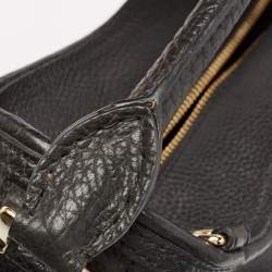 Pre Owned Burberry Black Grain Leather Hobo