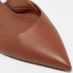 Burberry Brown Leather Slingback Flat Sandals Size 38.5