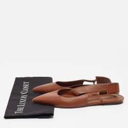Burberry Brown Leather Slingback Flat Sandals Size 38.5