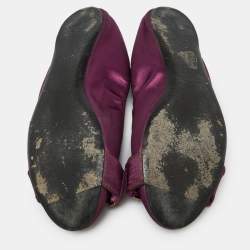 Burberry Purple Satin Buckle Logo Scrunch Ballet Flats Size 37