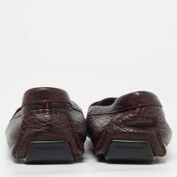 Pre Owned Burberry Burgundy Leather Slip On Loafers Size 40