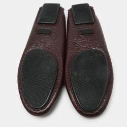 Pre Owned Burberry Burgundy Leather Slip On Loafers Size 40