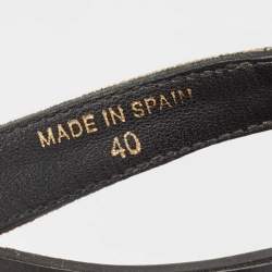 Burberry Black Leather and Canvas Masie Belted Check Thong Sandals Size 40