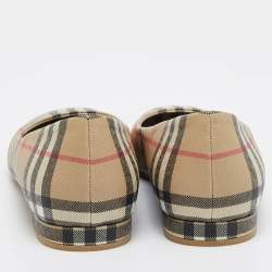Burberry Beige Coated Check Canvas Joy Ballet Flats Size 40.5