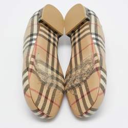 Burberry Beige Coated Check Canvas Joy Ballet Flats Size 40.5