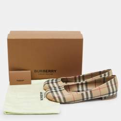 Burberry Beige Coated Check Canvas Joy Ballet Flats Size 40.5