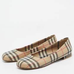 Burberry Beige Coated Check Canvas Joy Ballet Flats Size 40.5