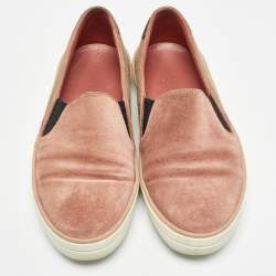 Burberry Pink Suede and Check Canvas Gauden Sneakers Size 36